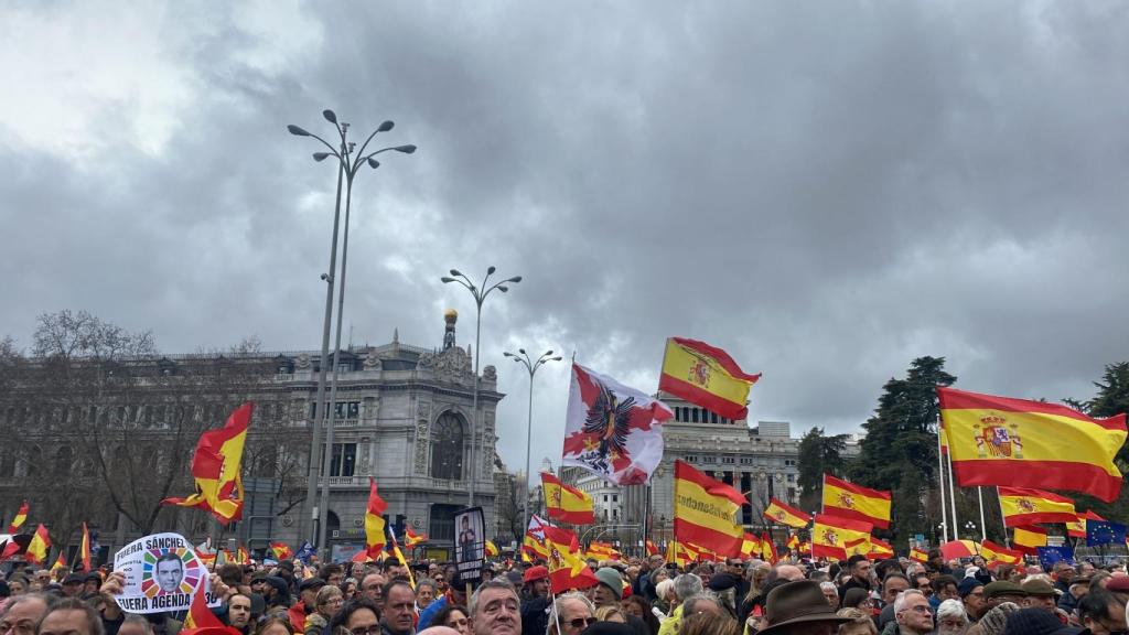 La concentración contra la amnistía en Cibeles.
