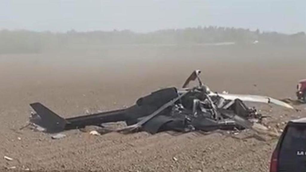 El helicóptero accidentado en La Grulla.