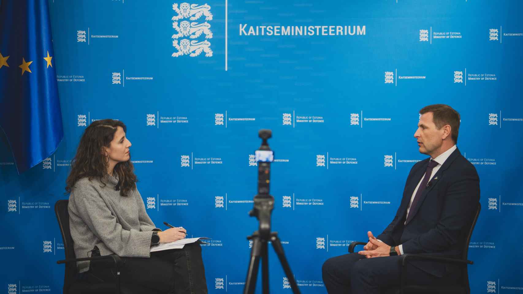 El ministro de Defensa de Estonia, Hanno Pevkur, durante su entrevista con El Español.