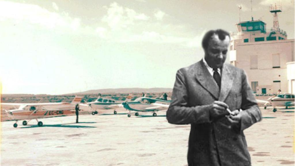 Aeródromo de Rabasa y Antoine de Saint-Exupéry, escritor de 'El principito'.