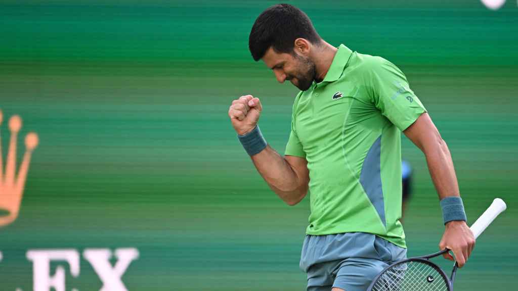 Novak Djokovic celebra un punto en Indian Wells.