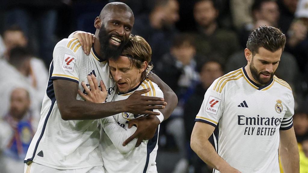 Rüdiger y Modric celebran un gol del Real Madrid