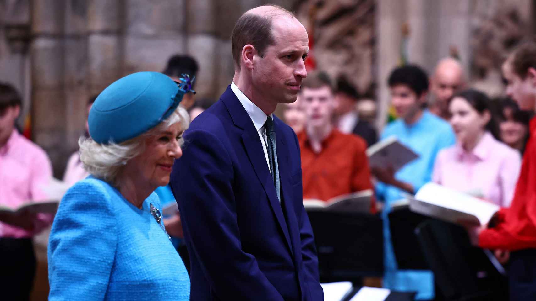 El príncipe Guillermo y la reina Camila en la celebración del día de la Commonwealth.