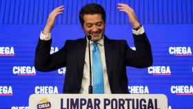 El líder del partido político de extrema derecha Chega, Andre Ventura, reacciona tras los resultados de las elecciones generales en Lisboa, Portugal, el 11 de marzo de 2024.