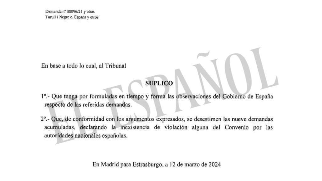 Escrito de observaciones de la Abogacía del Estado ante el TEDH./
