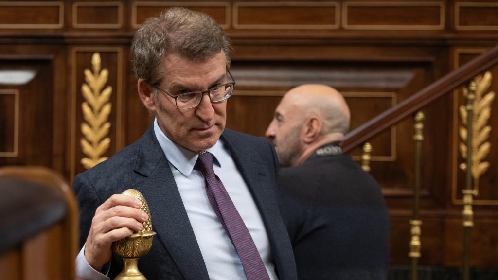 El líder del PP, Alberto Núñez Feijóo, este martes en el Congreso.