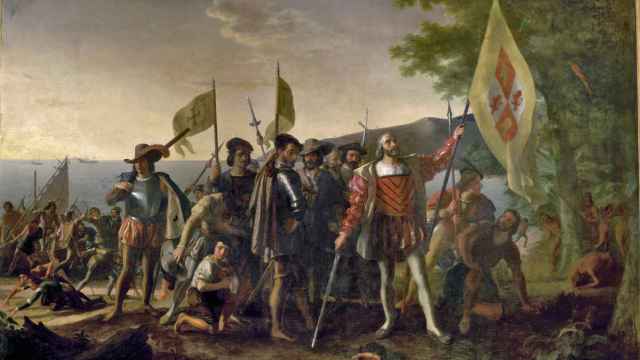 El desembarco de Cristóbal Colón en América visto por el pincel del pintor estadounidense John Vanderlyn.