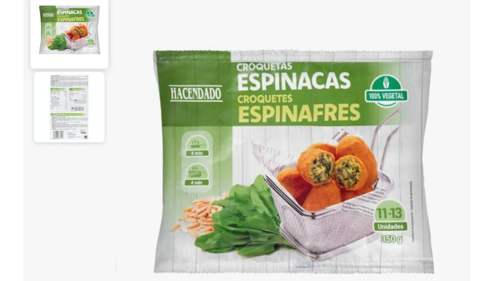 Croquetas de espinacas Hacendado.