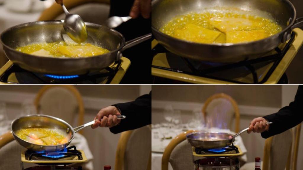Elaboración del postre Crepe suzette
