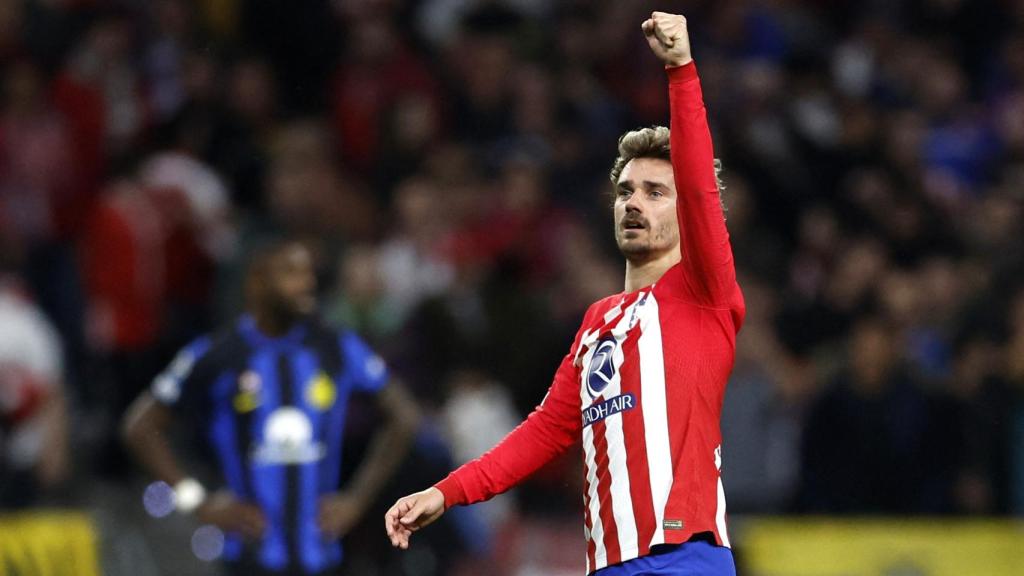 Griezmann celebra su gol contra el Atlético.