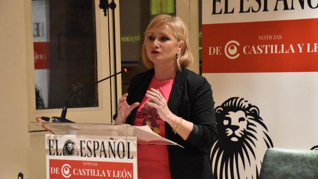 Leticia García, delegada territorial de la Junta de Castilla y León en Zamora, durante la clausura del Foro 'Zamora: innovación y crecimiento empresarial', este miércoles en la Casa de Zamora en Madrid.
