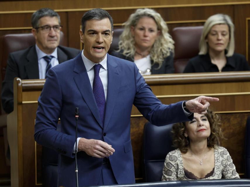 El presidente del Gobierno, Pedro Sánchez, este miércoles en el Congreso.