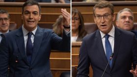 Pedro Sánchez y Alberto Núñez Feijóo, cruzándose acusaciones, este miércoles en el Congreso de los Diputados.