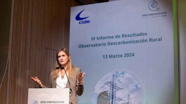 Sara Aagesen, secretaria de Estado de Energía, durante la presentación de la tercera edición del Observatorio de Descarbonización Rural.