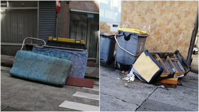 Restos de mobiliario en las calles de la Sagrada Familia