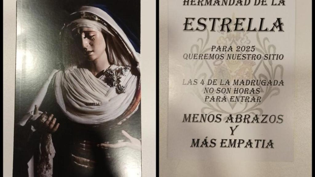 Las estampitas que denuncian la entrada tardía de la Virgen de la Estrella