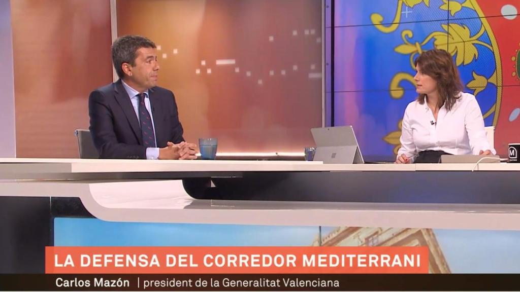 Carlos Mazón, durante su entrevista en TV3. EE
