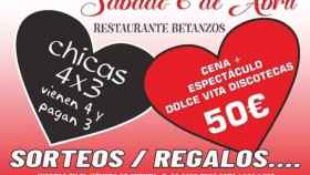 Cartel de la ‘Fiesta de Singles’ que se organiza en Celanova (Ourense) para el día 6 de abril.