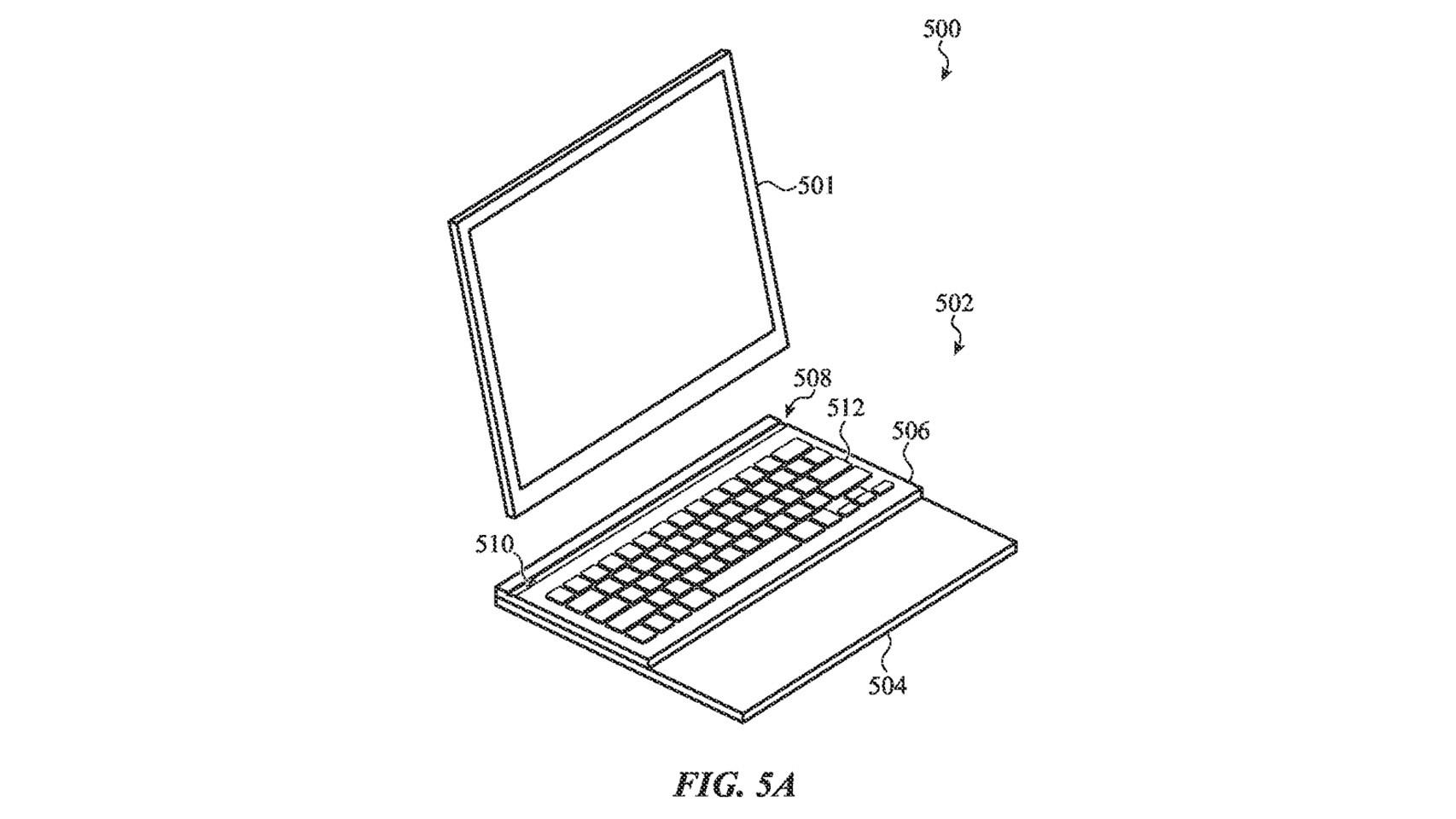 Figura de la patente con un iPad siendo acoplado a un teclado.