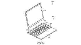 Figura de la patente con un iPad siendo acoplado a un teclado.