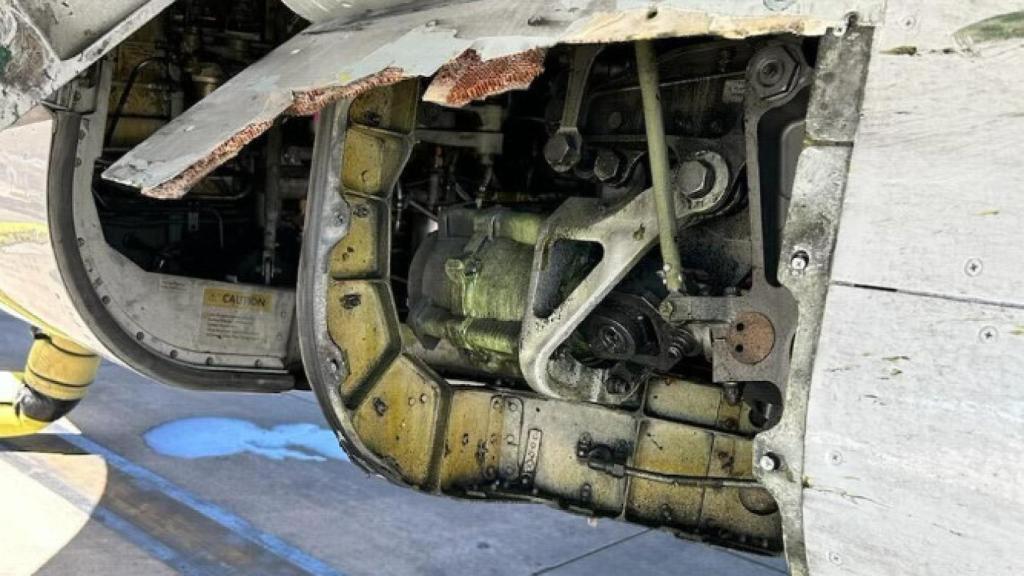 Panel que se desprendió en pleno vuelo de un Boeing de la compañía United Airlines.