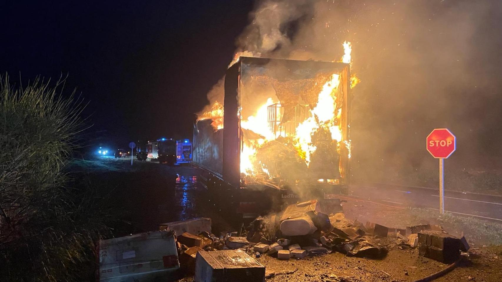 El incendio del camión con los paquetes dentro