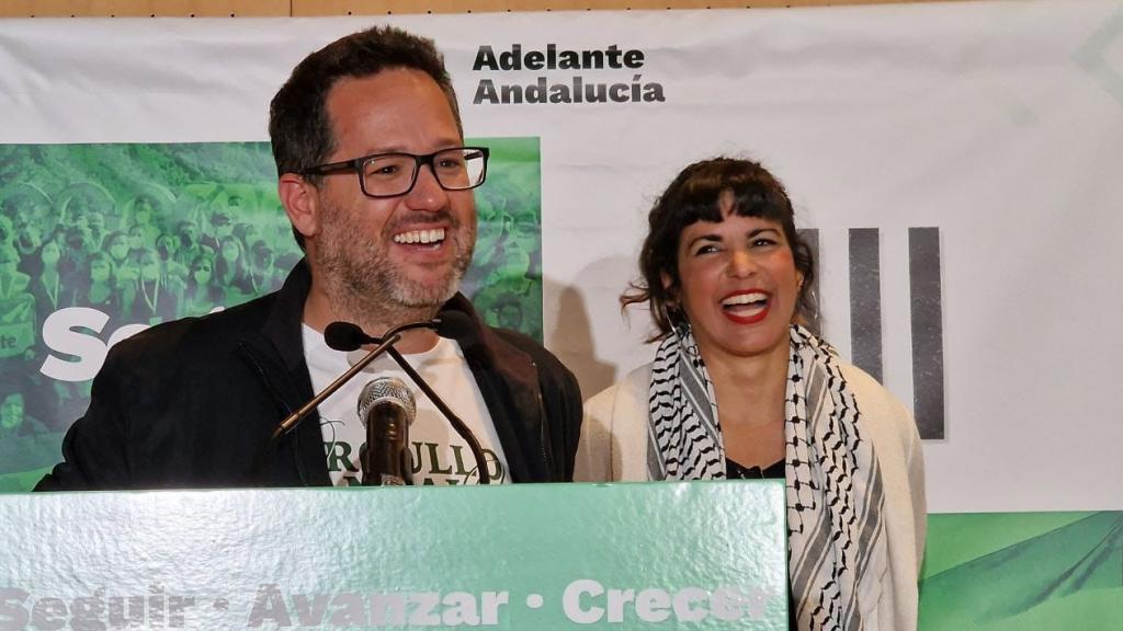 Teresa Rodríguez y el nuevo portavoz de Adelante Andalucía, José Ignacio García, en la III asamblea del partido.