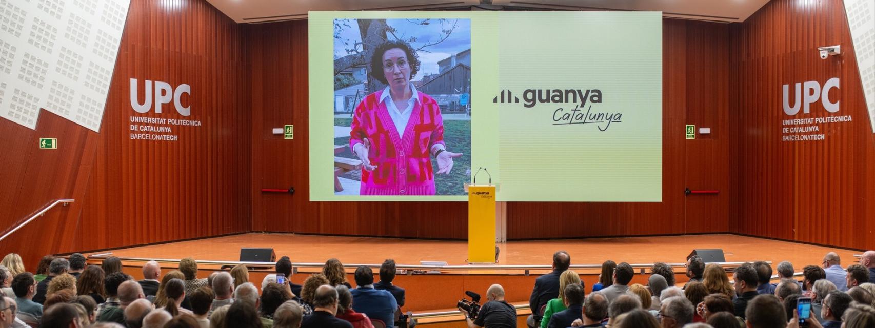 La exdiputada de ERC, Marta Rovira, interviene de manera telemática durante el acto 'Guanya Catalunya'