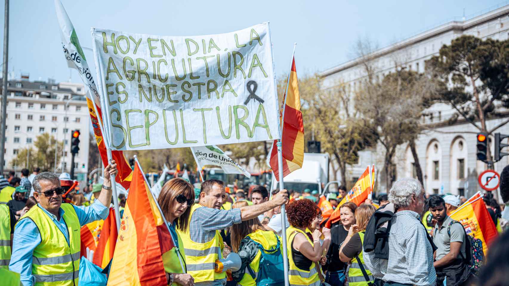 Protestantes este domingo en Madrid.