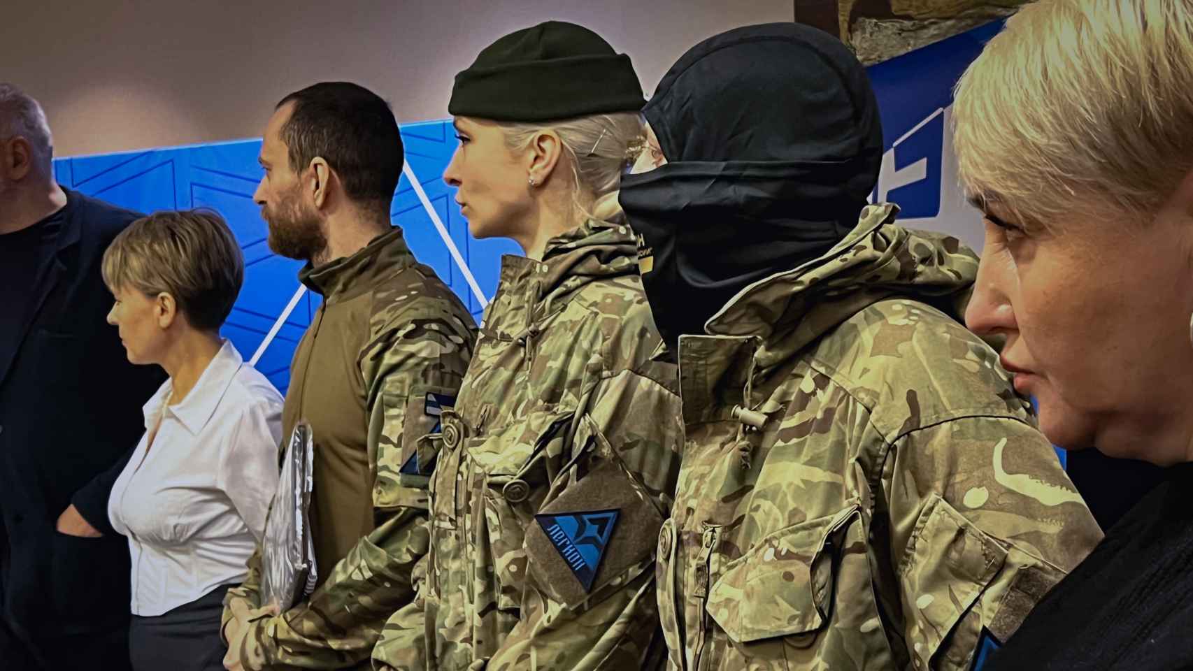 Organizadores del encuentro de la Legión Libertad para Rusia, celebrado este domingo en Kiev.
