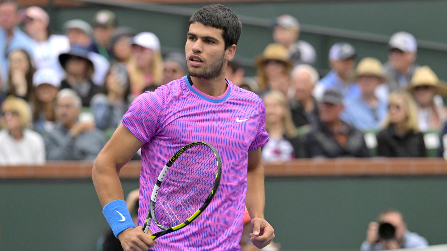 Carlos Alcaraz, durante la semifinal de Indian Wells frente a Jannik Sinner.