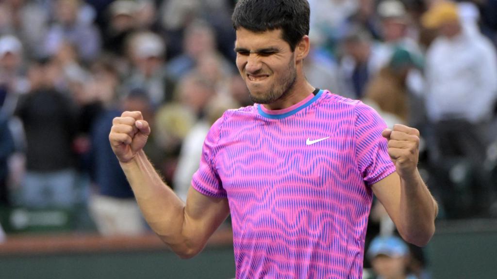 Carlos Aclaraz celebra una victoria en el Master de Indian Wells