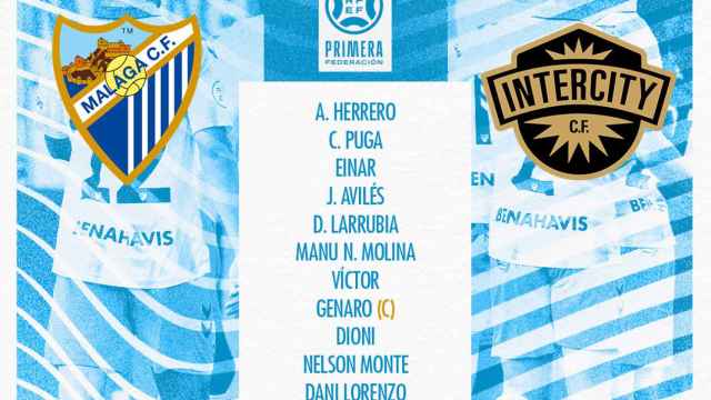 Las alineaciones del Málaga CF vs. Intercity: Kevin, baja de última hora