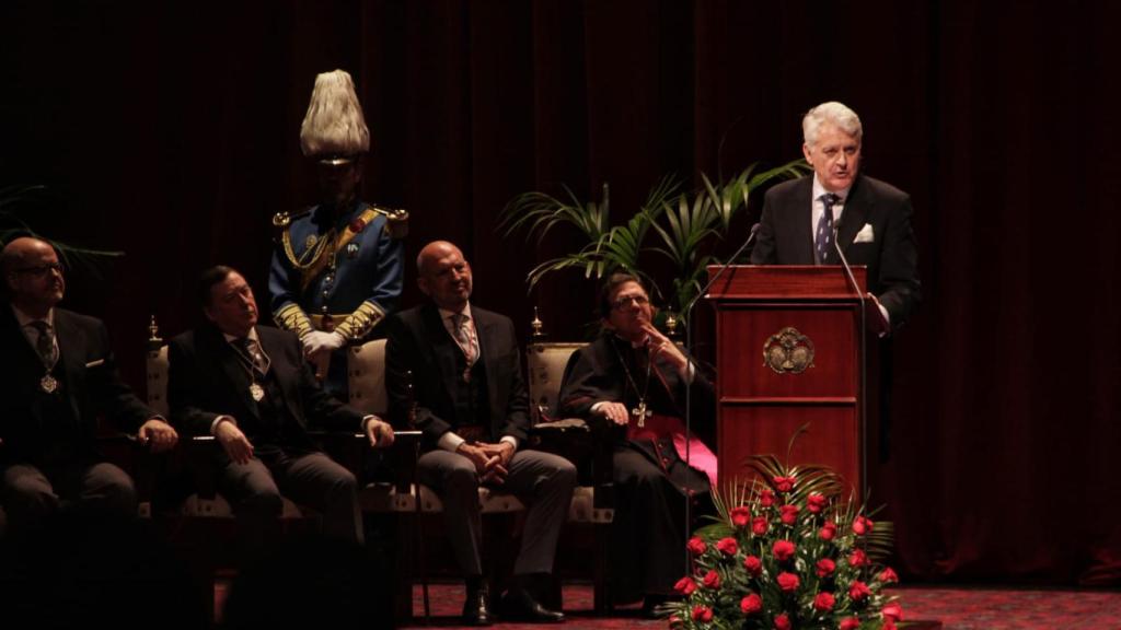 Juan Miguel Vega, pregonero de Sevilla, durante su pregón.