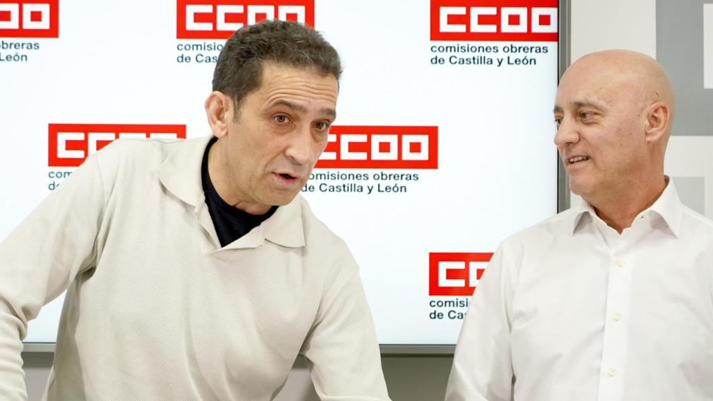 El Secretario General de CCOO Castilla y León, Vicente Andrés, y el Secretario de Acción Sindical de CCOO CyL, Fernando Fraile, ofrecen una rueda de prensA