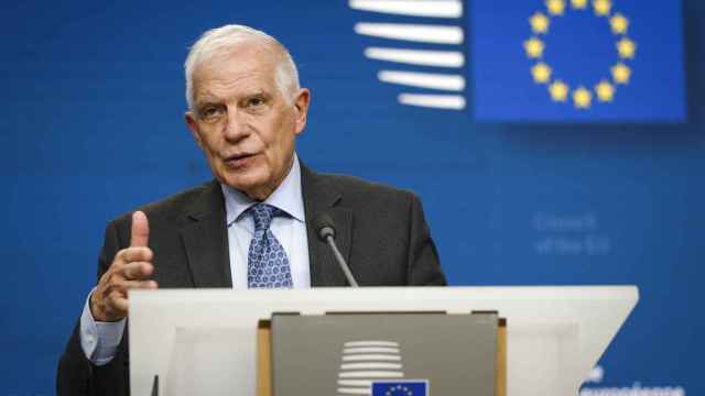 El jefe de la diplomacia europea, Josep Borrell, durante su rueda de prensa de este lunes en Bruselas