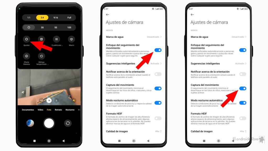 Interfaz de cámara de Xiaomi