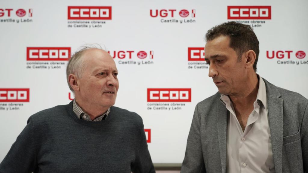 Los secretarios generales de CCOO Castilla y León, Vicente Andrés, y de UGT Castilla y León, Faustino Temprano, en una imagen de archivo