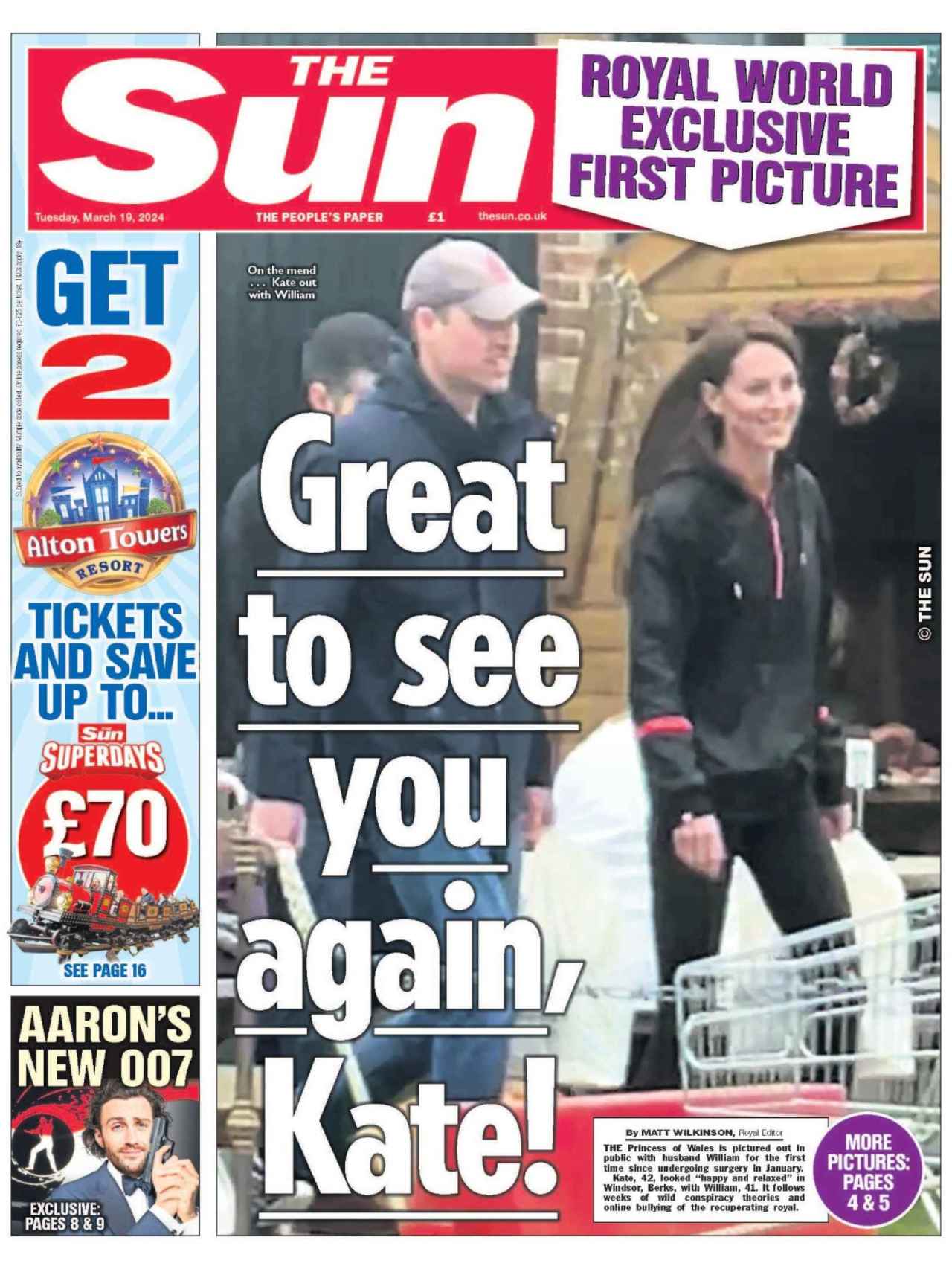 La portada de la revista 'The Sun' que ha mostrado al príncipe Guillermo y a Kate Middleton.