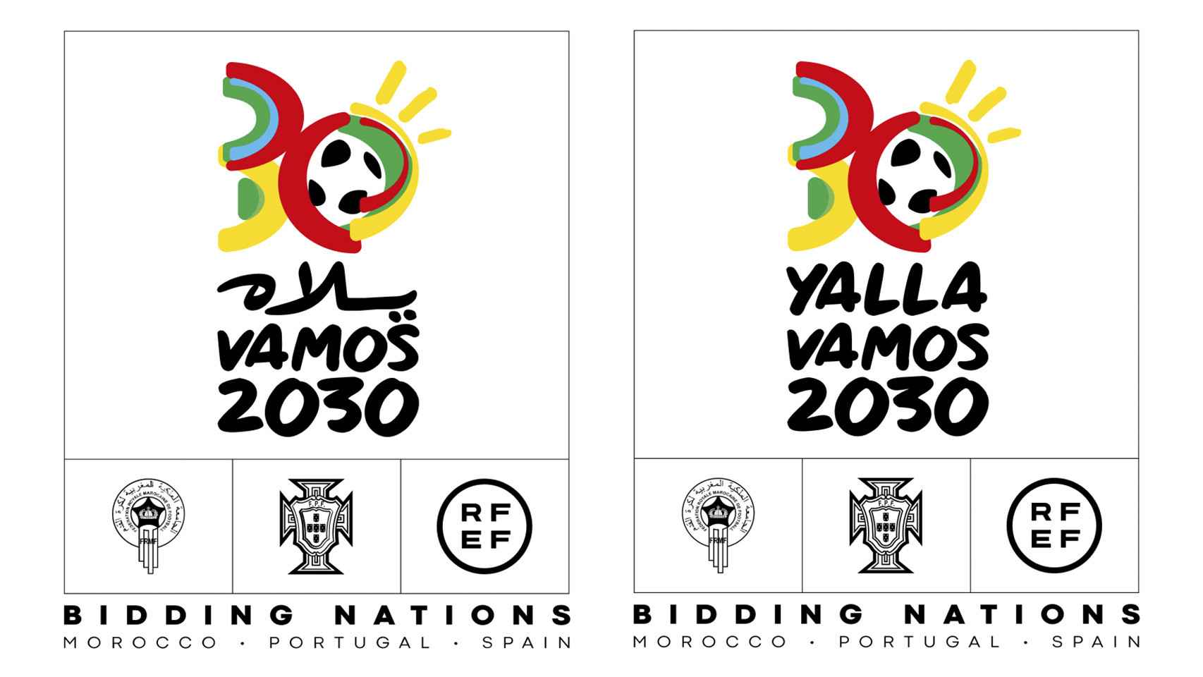 Versión en árabe y en español del Logotipo del Mundial 2030
