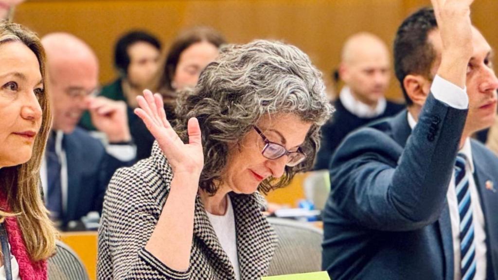 Maite Pagazaurtundua, eurodiputada de Cs, vota en la Comisión de Peticiones de la Eurocámara.