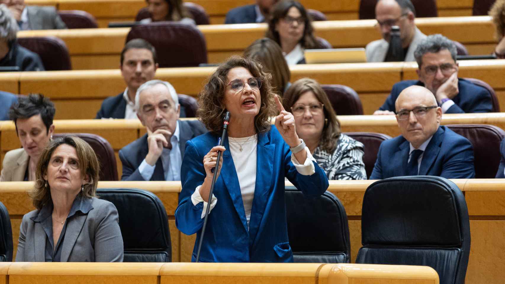 La vicepresidenta del Gobierno, María Jesús Montero, este martes en el Senado.