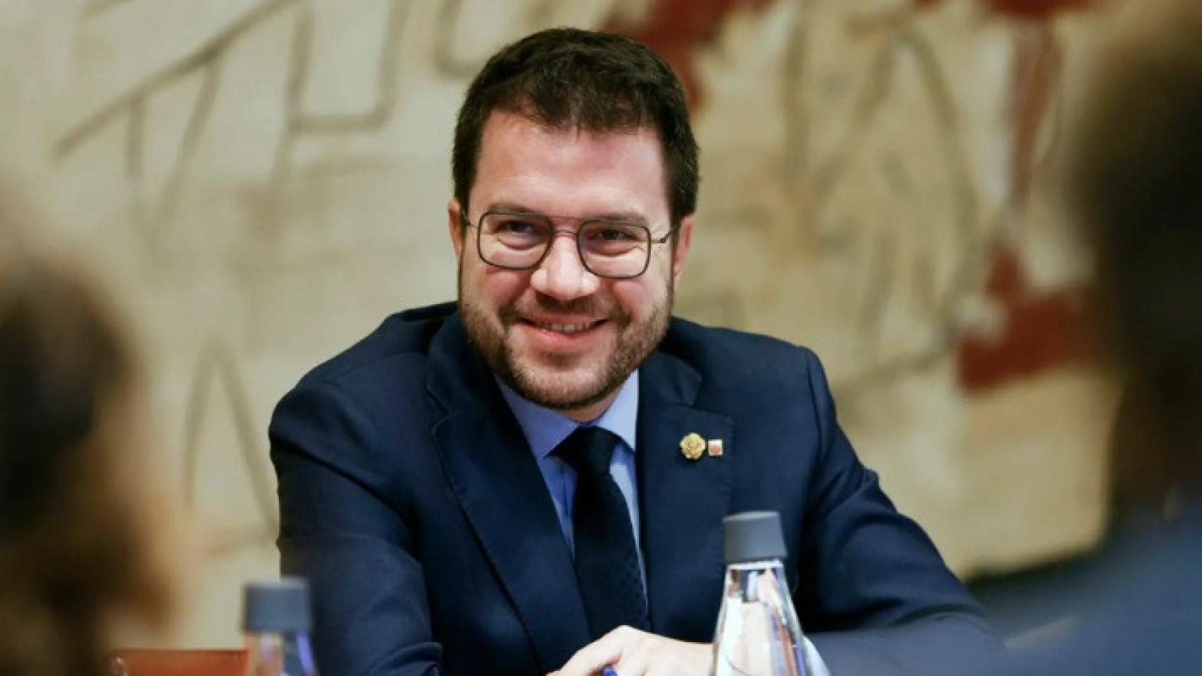 Pere Aragonès, durante la reunión del Gobierno catalán, este martes en Barcelona.