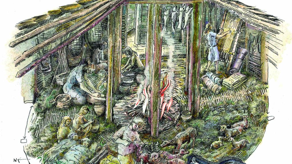 Ilustración idealizada de la vida en una de las estructuras