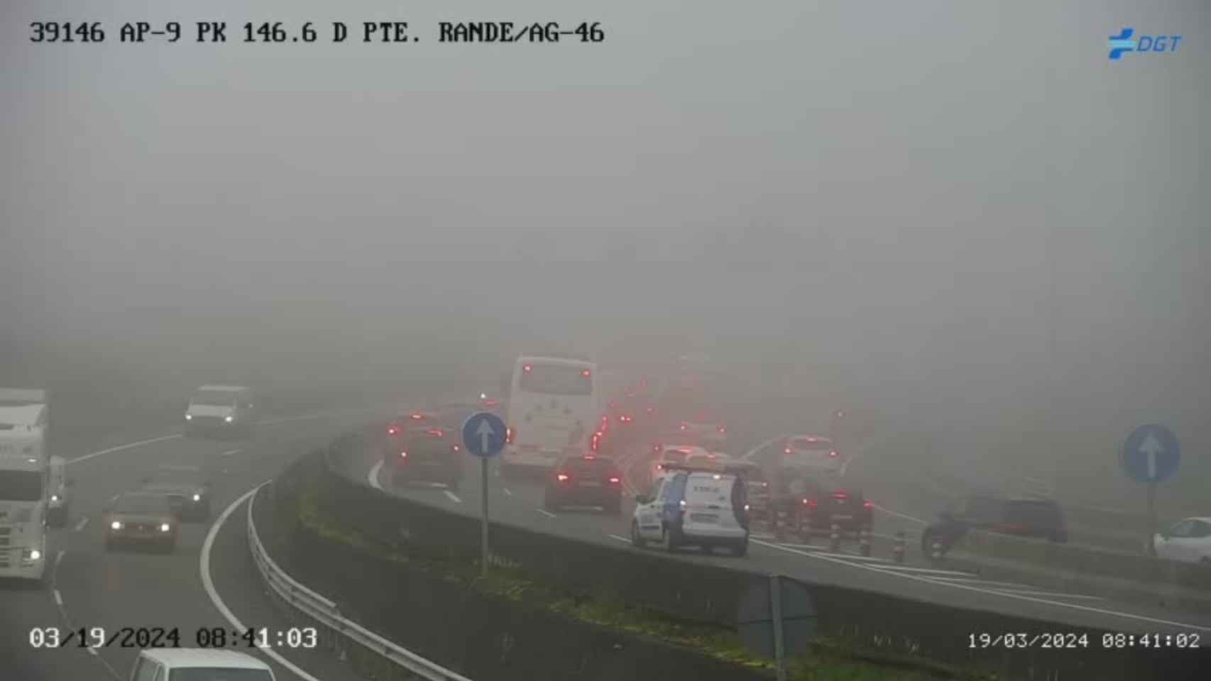 Salida del puente de Rande en dirección a Vigo.