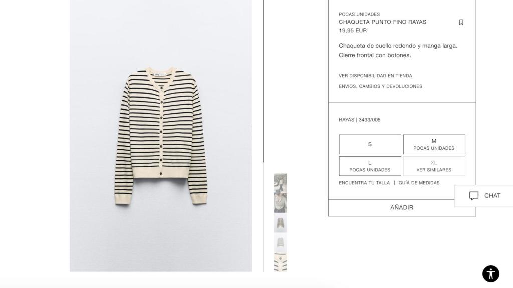 Chaqueta de punto fino.