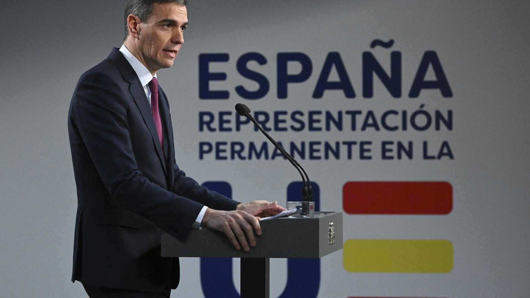 Pedro Sánchez, durante la última cumbre de la UE en febrero