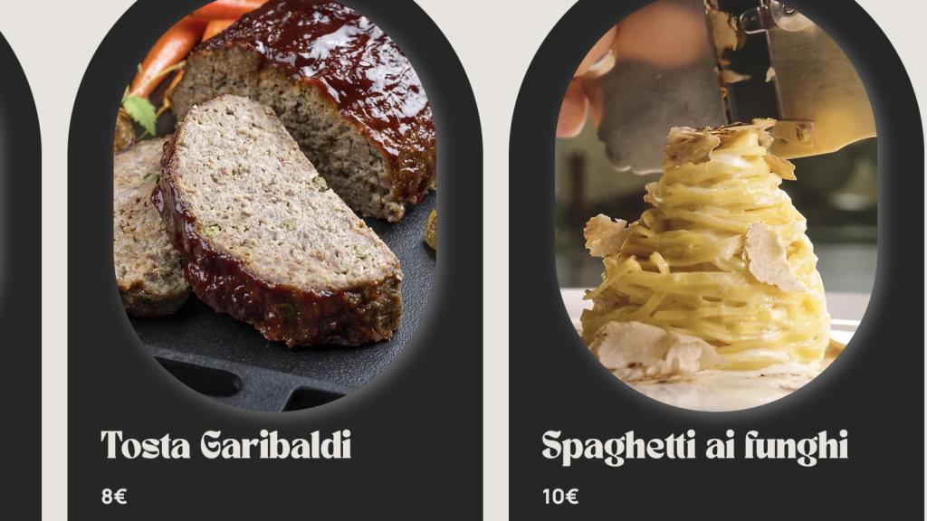 Diversos platos de la carta de Garibaldi y sus precios.