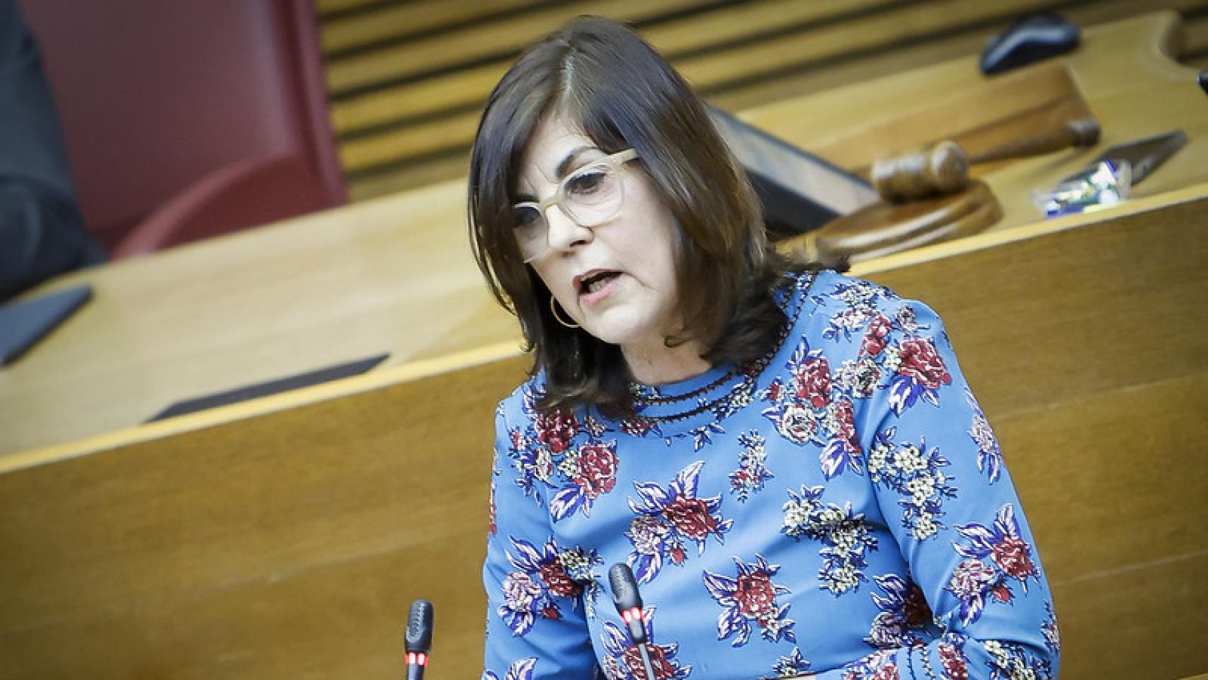 La presidenta de Hablamos Español, Gloria Lago, este miércoles en las Cortes Valencianas