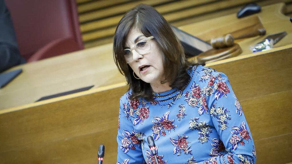 La presidenta de Hablamos Español, Gloria Lago, este miércoles en las Cortes Valencianas